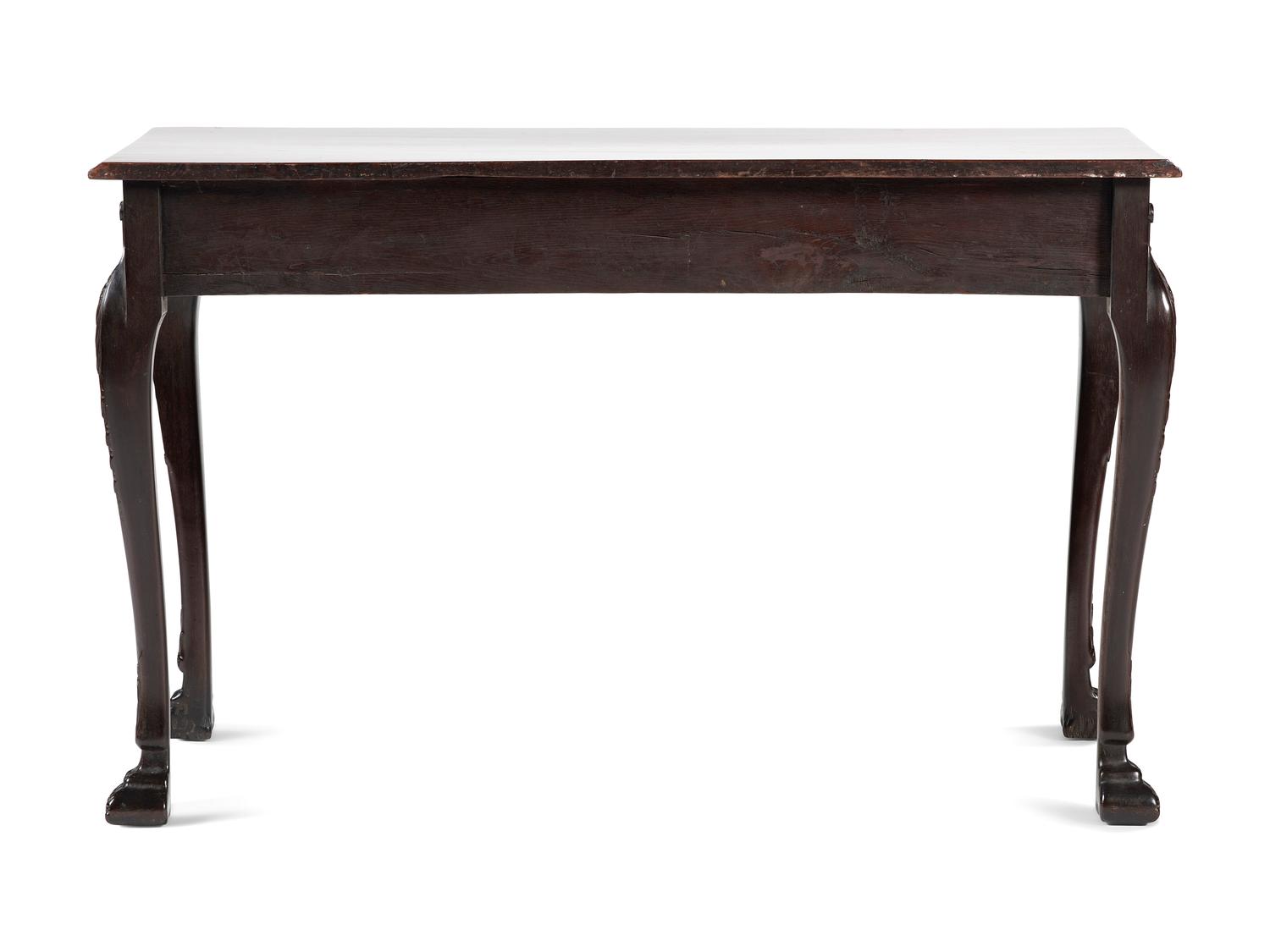 An Irish George III Shell, Acanthus and Bell-Flower Carved and Figured Mahogany Hairy Paw Foot Side Table