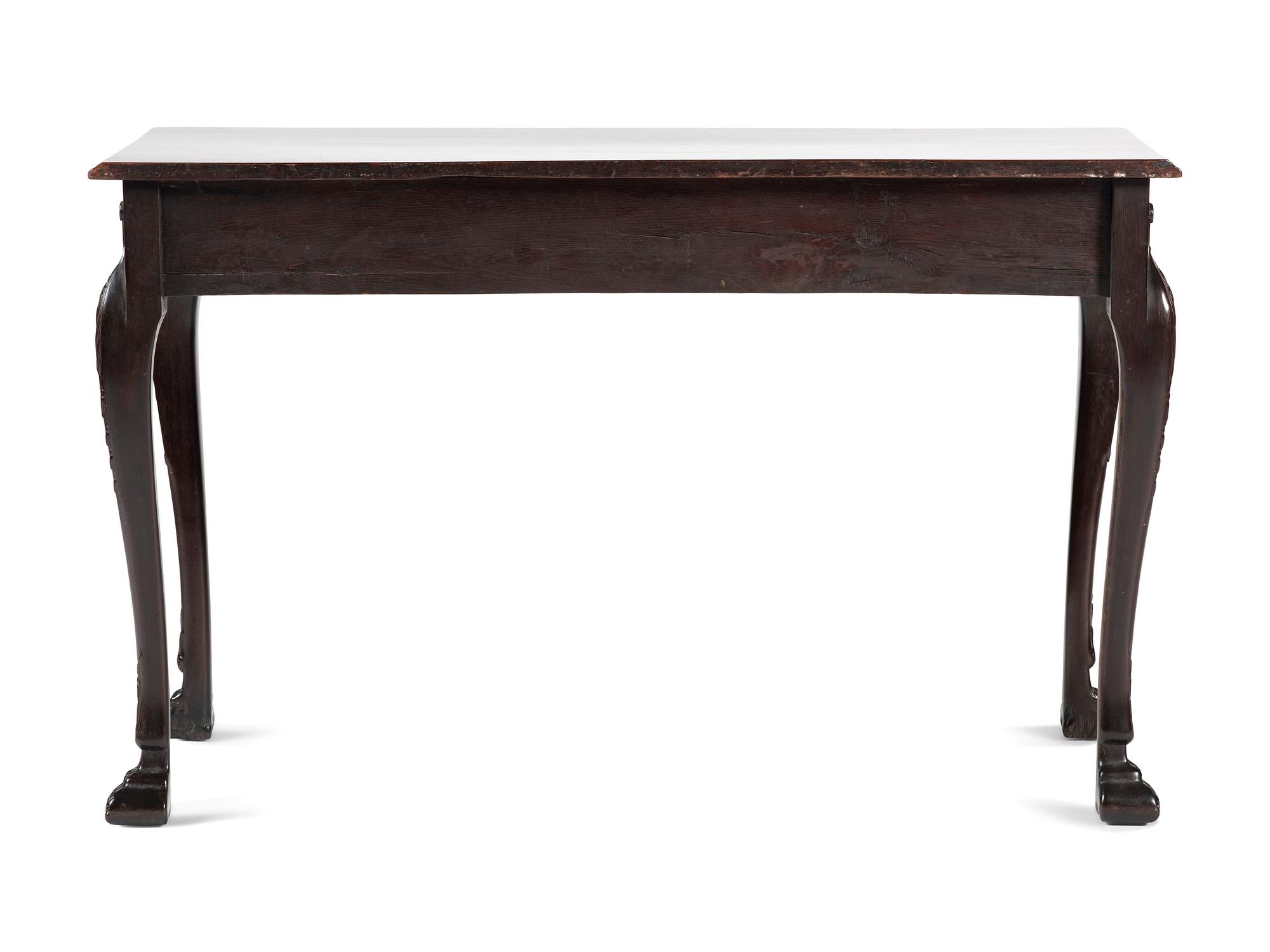 An Irish George III Shell, Acanthus and Bell-Flower Carved and Figured Mahogany Hairy Paw Foot Side Table