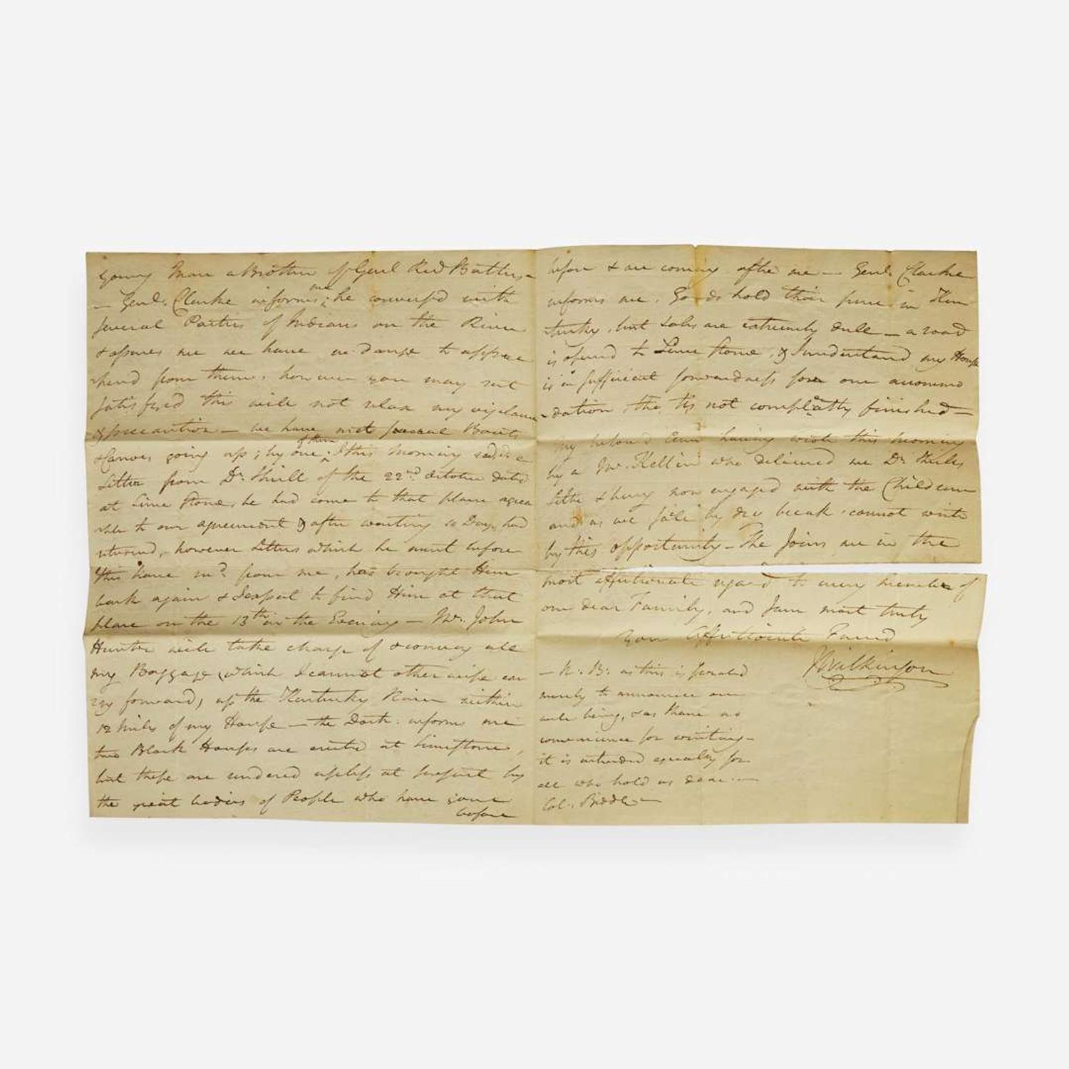 [Americana] Wilkinson, James, and Clement Biddle Group of 3 Autograph Letters, signed