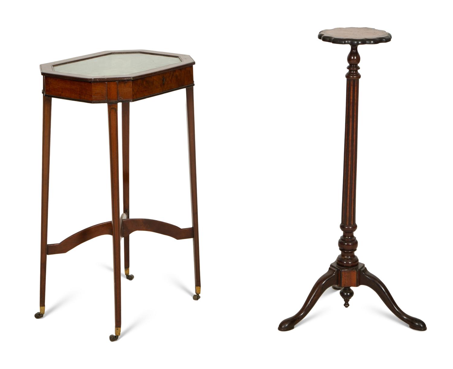 A George III Mahogany Vitrine Table and a Kettle Stand