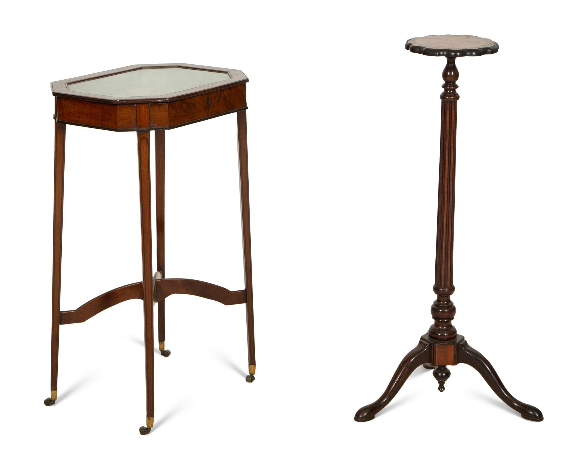 A George III Mahogany Vitrine Table and a Kettle Stand