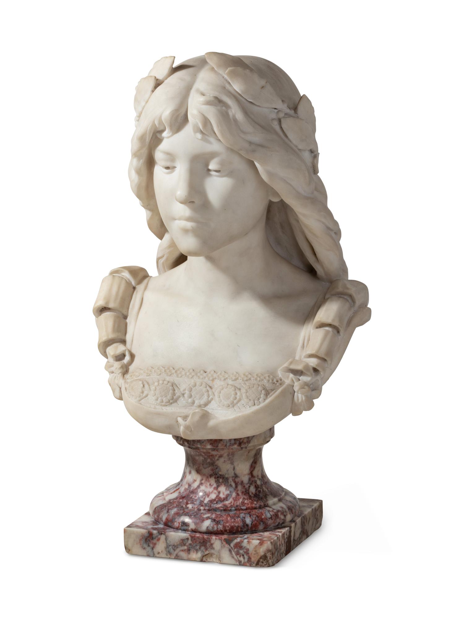 An Italian Carved Marble Bust of a Lady
