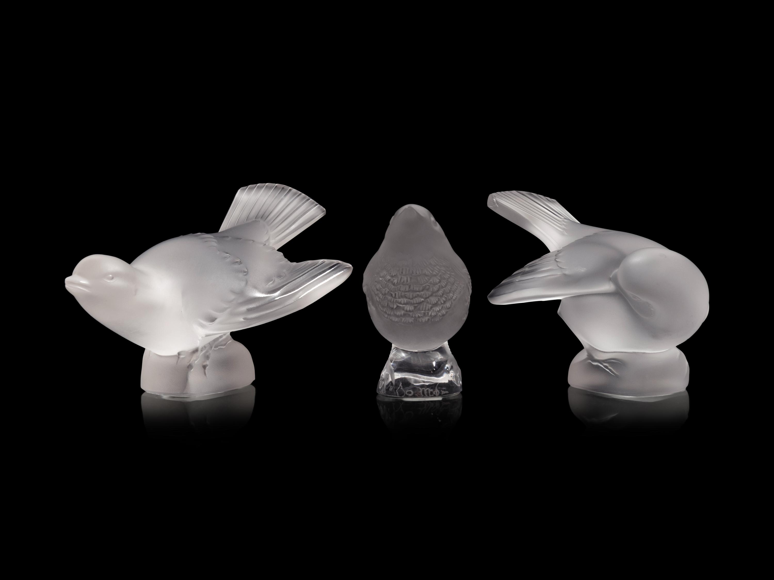 Three Lalique Bird Figures