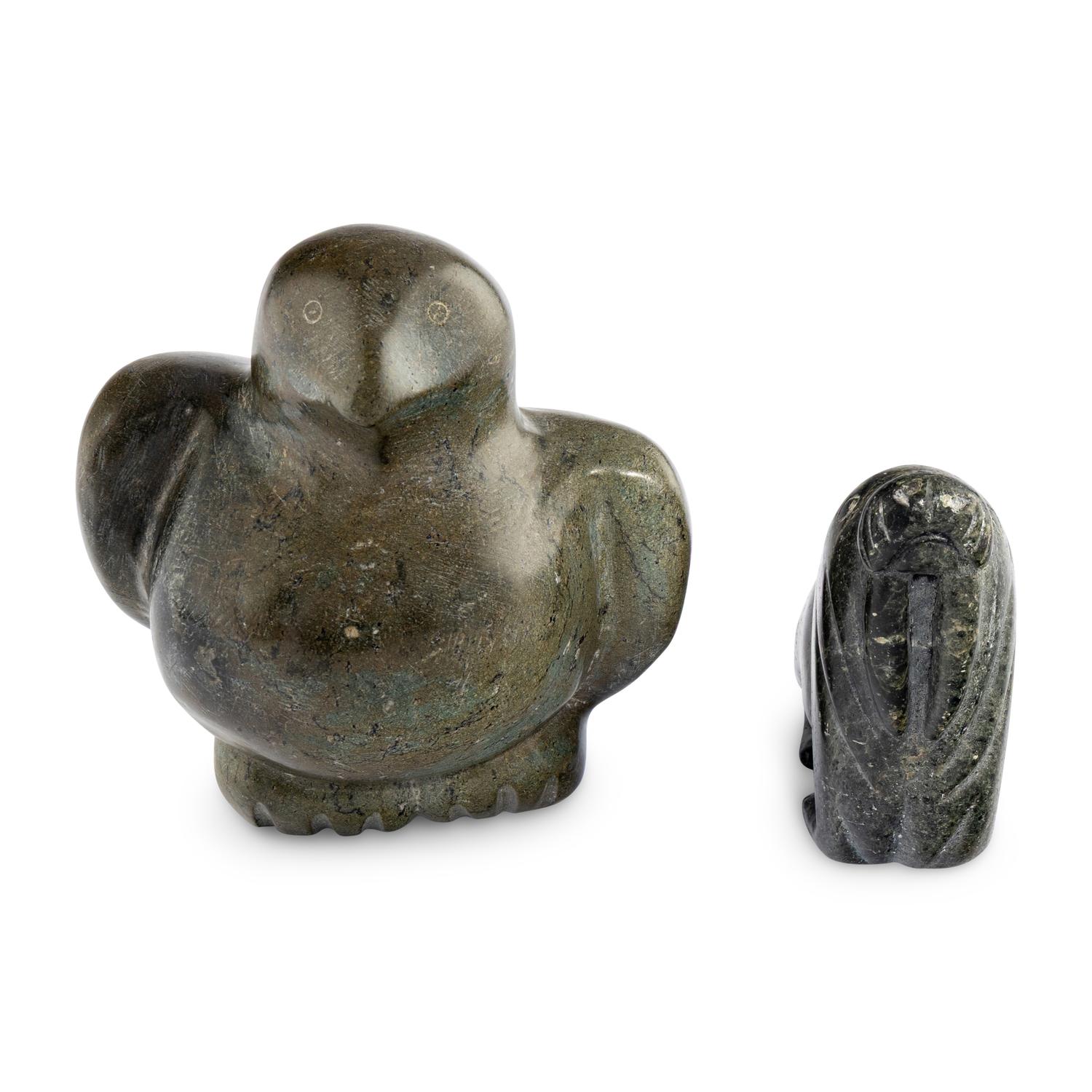 Inuit Carved Soapstone Walrus and Ptarmigan
