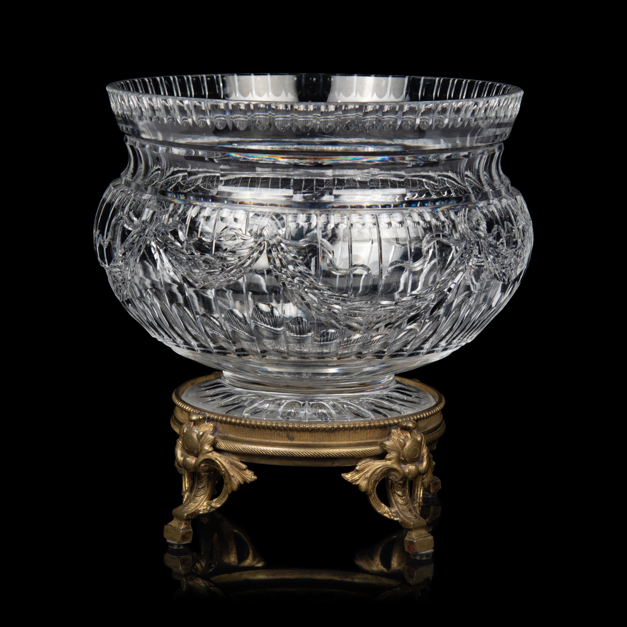 A Continental Gilt Bronze Mounted Cut Glass Centerpiece