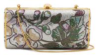 A Judith Leiber Crystal Floral Minaudiere, 7.5" x 4" x 1.5".
