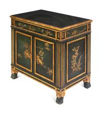 A Regency Style Chinoiserie-Decorated Console Cabinet