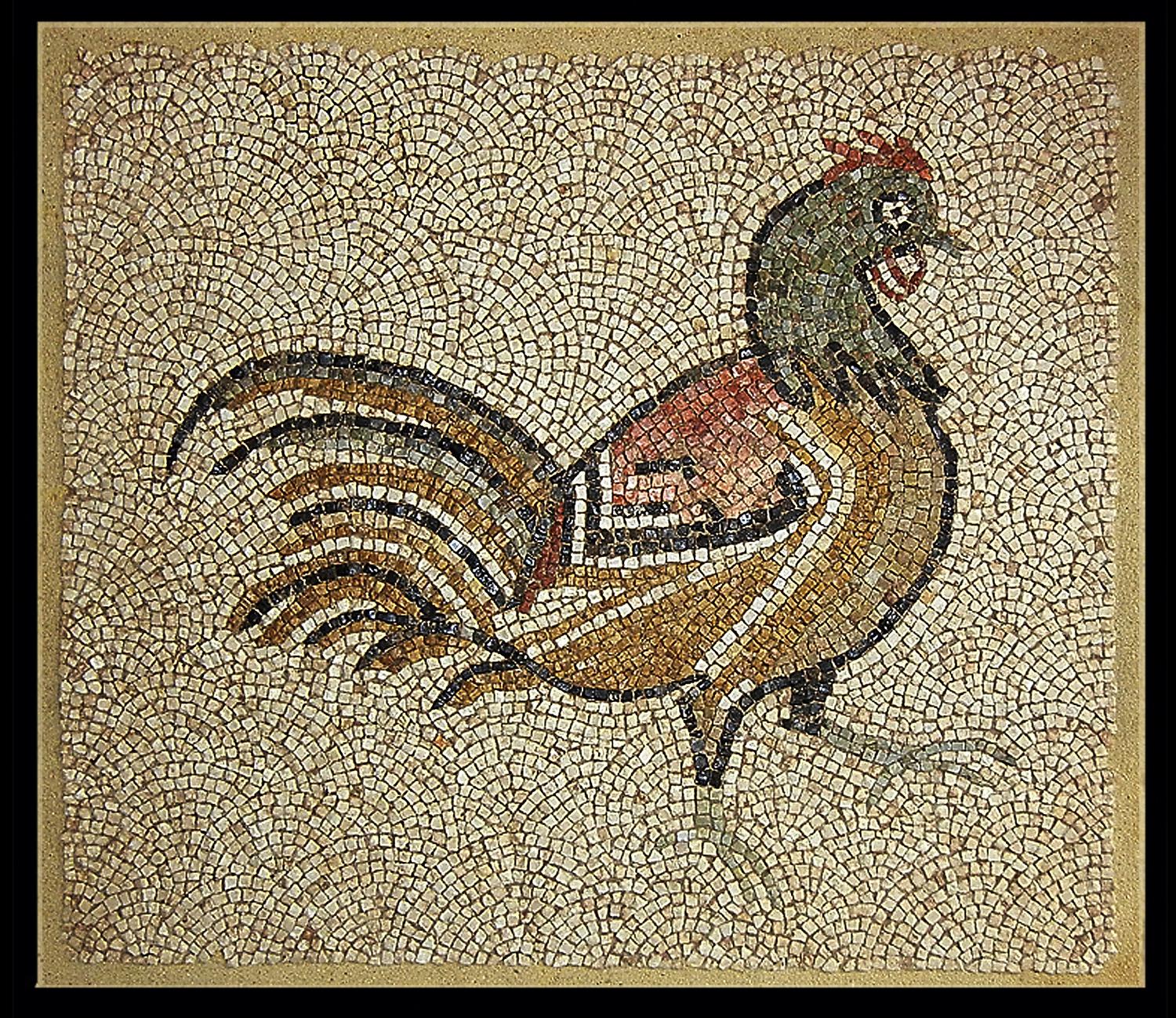 A Byzantine Marble Mosaic Panel with a Rooster