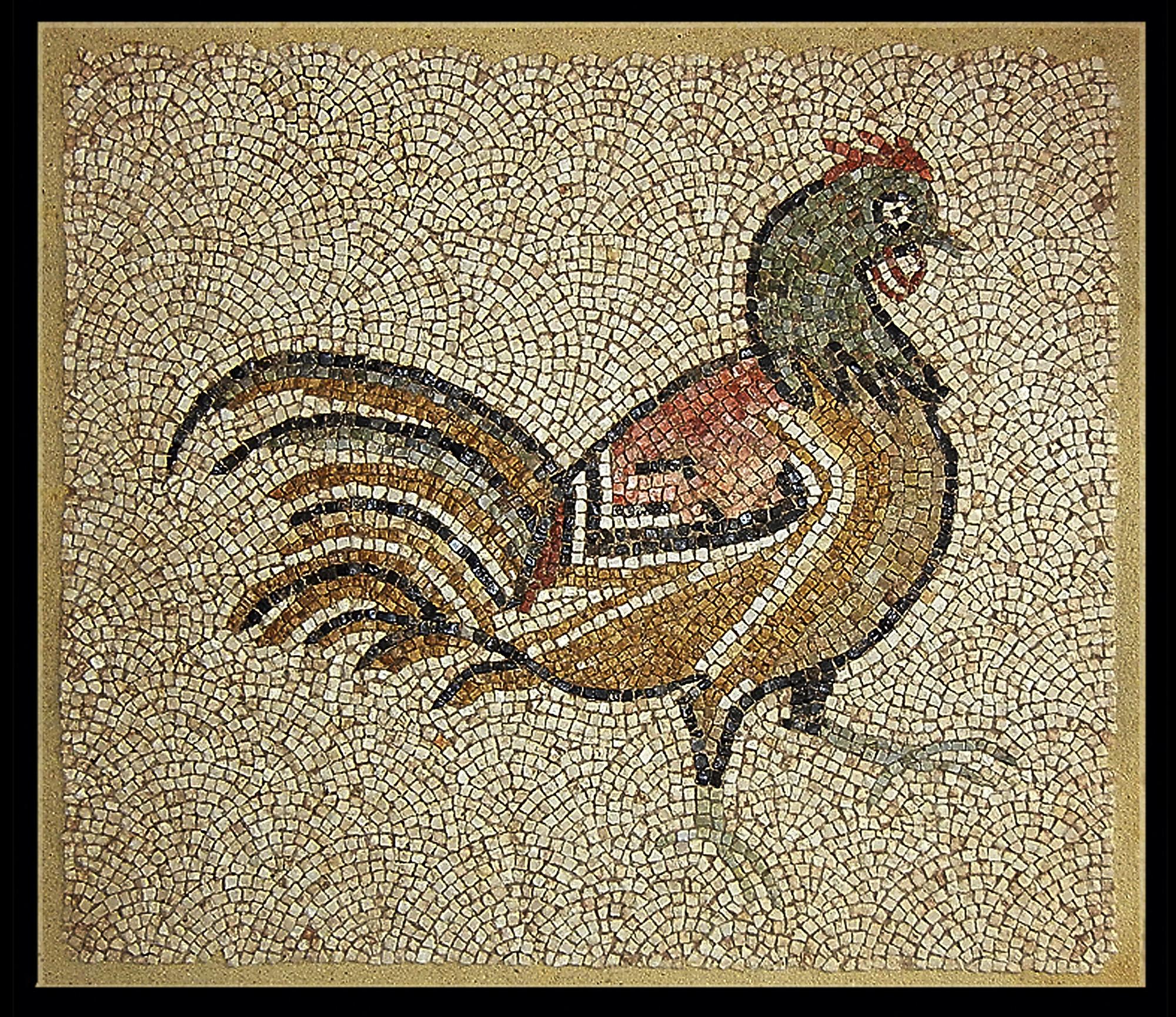 A Byzantine Marble Mosaic Panel with a Rooster