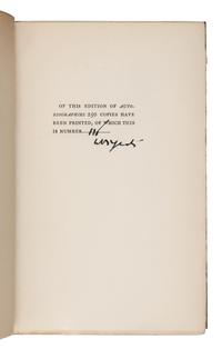 YEATS, William Butler, (1865-1939). Autobiographies. Reveries Over Childhood and Youth and the Trembling of the Veil . New York: The Macmillan Company, 1927.