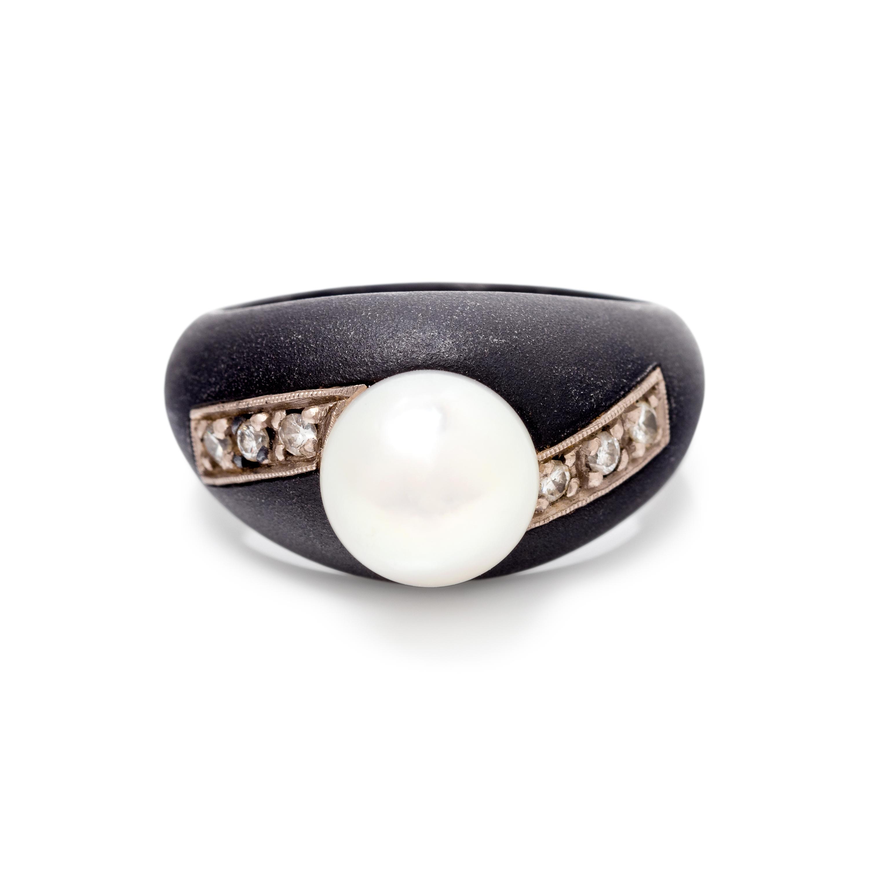 MARSH & CO., CULTURED PEARL AND DIAMOND RING