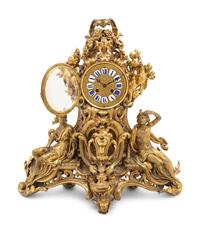 A Louis XV Style Gilt Bronze Figural Mantel Clock