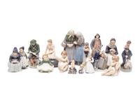Sixteen Royal Copenhagen Porcelain Figures