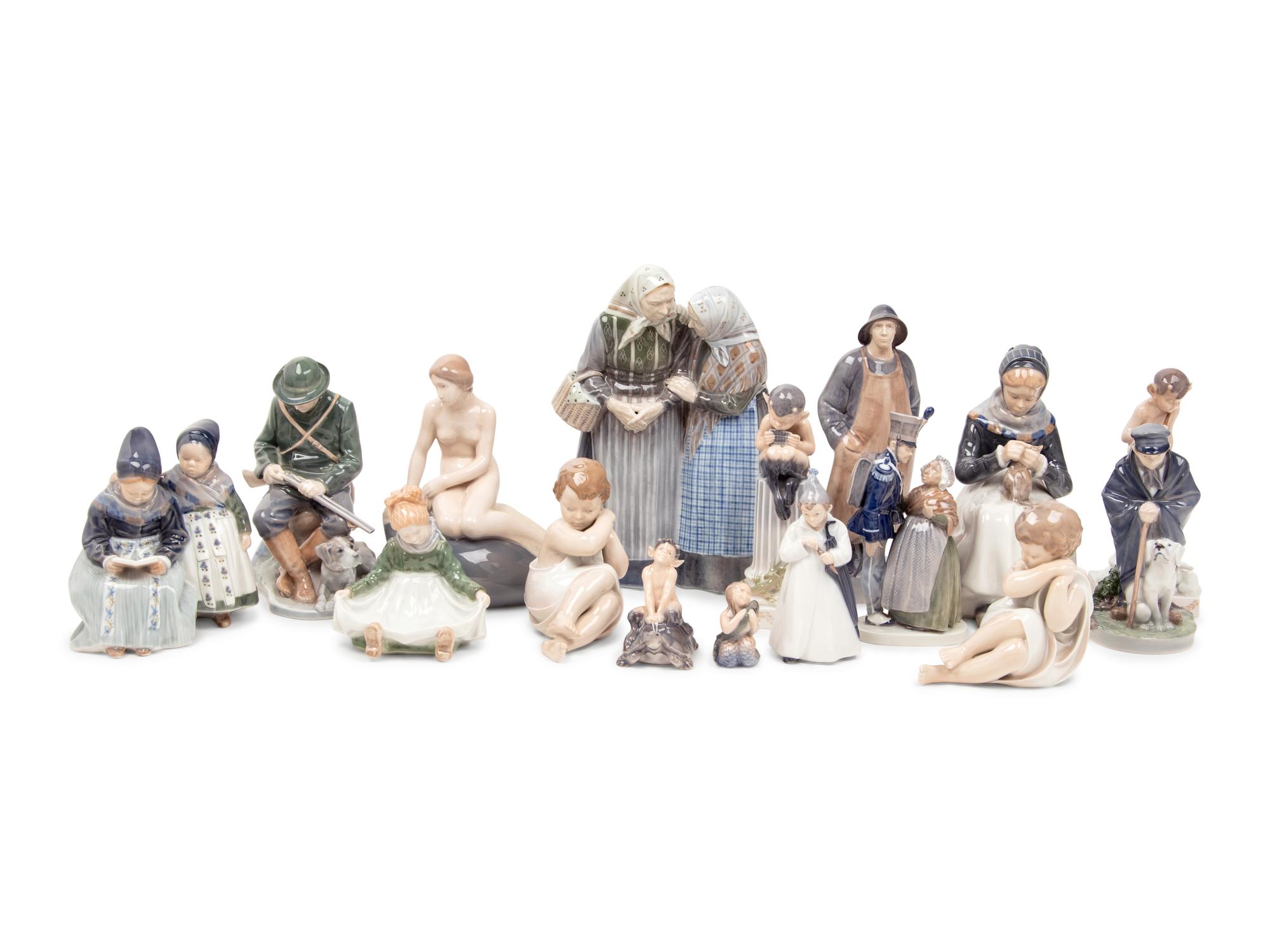 Sixteen Royal Copenhagen Porcelain Figures