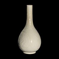 A Chinese Molded White Glazed Porcelain Bottle Vase, 18th/19th Century 清中期 白釉模印如意纹膽瓶