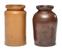 Two Stoneware Canning or Preserves Jars