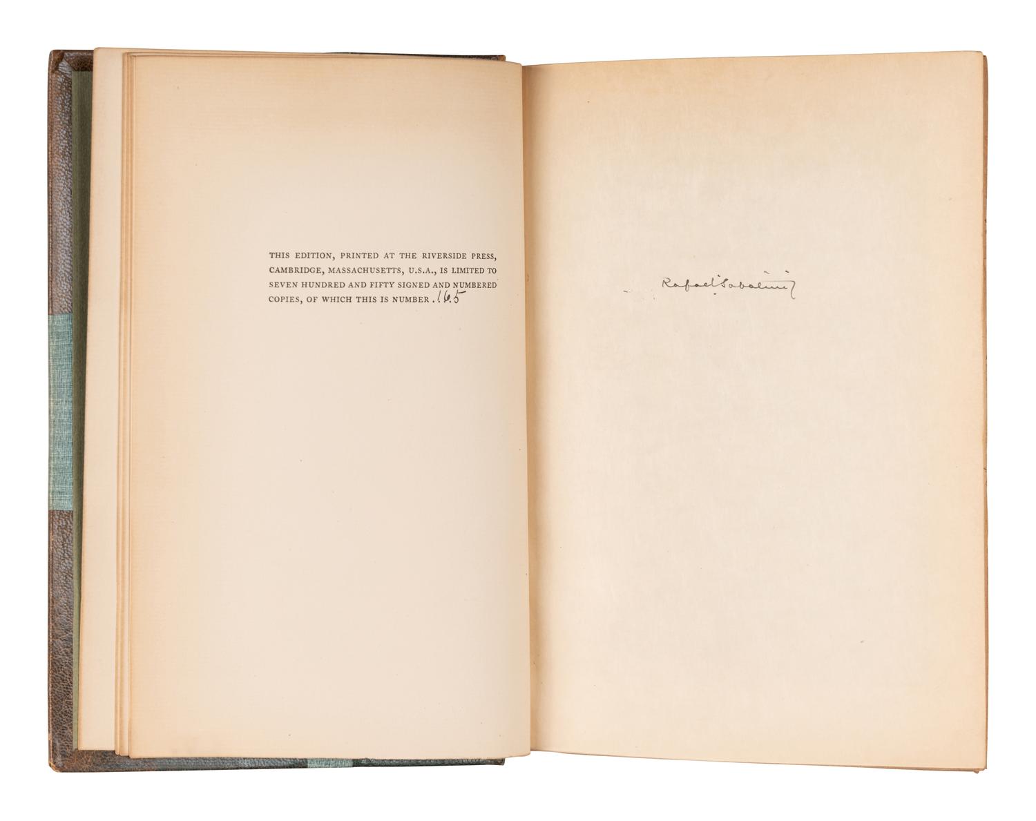 [BINDINGS & SETS]. SABATINI, Rafael (1875-1950). Works . Boston and New York: Houghton Mifflin Company, 1924-1933.