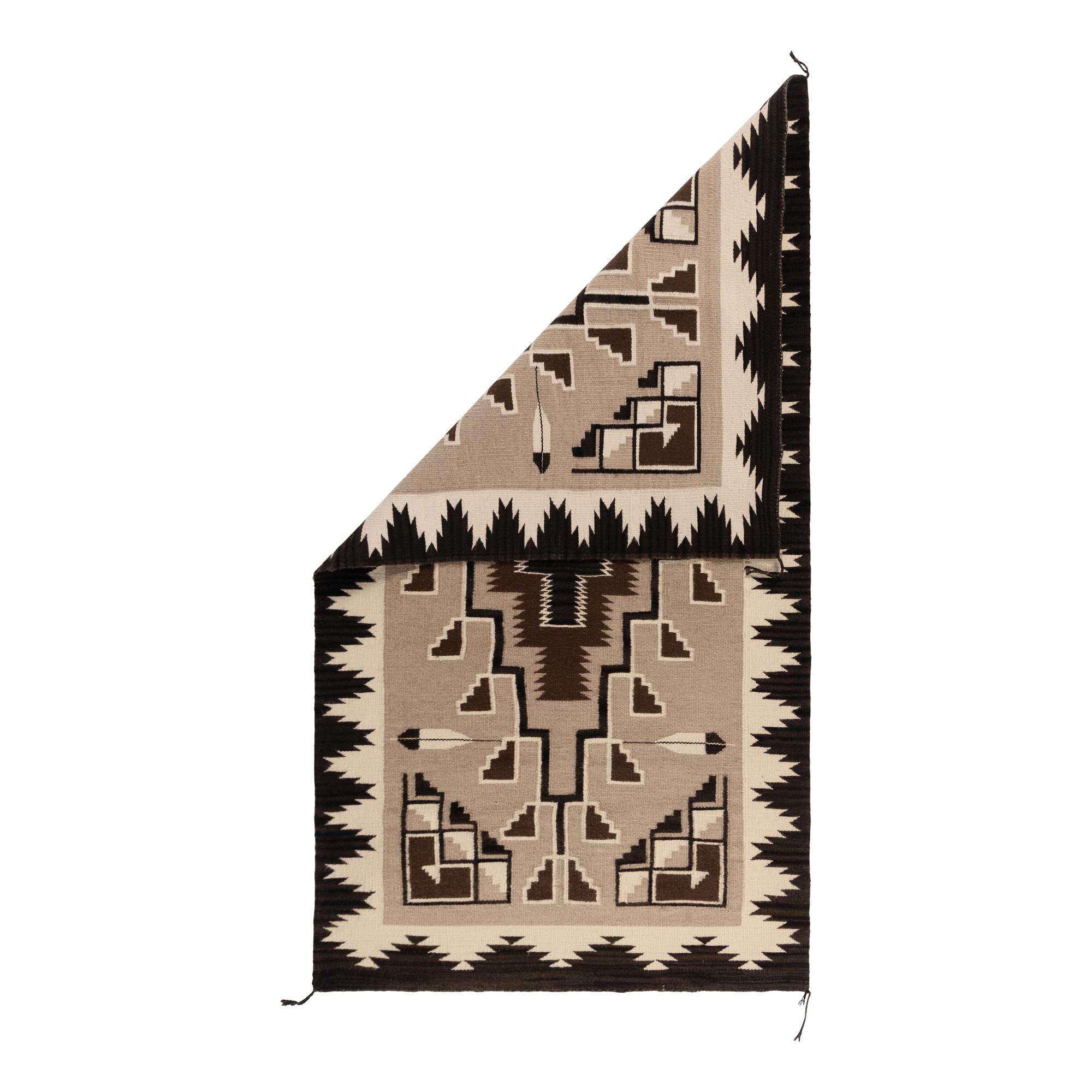 Navajo Two Grey Hills Weaving, with Feathers [Rug]