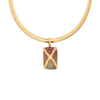 YELLOW GOLD AND WATERMELON TOURMALINE PENDANT NECKLACE