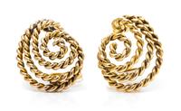 A Pair of Yellow Gold Earclips, 28.10 dwts.