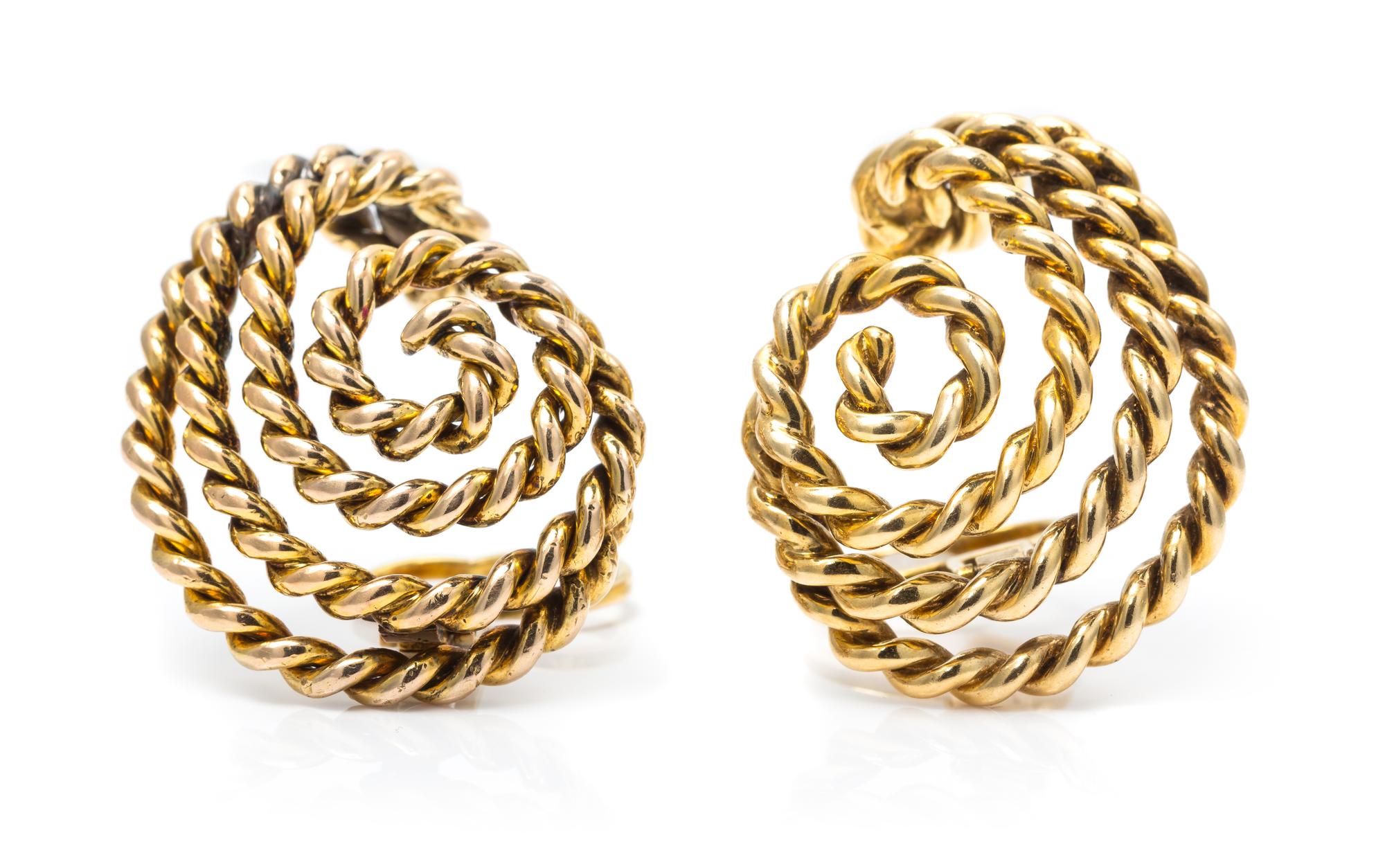 A Pair of Yellow Gold Earclips, 28.10 dwts.