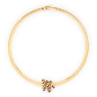 YELLOW GOLD OMEGA NECKLACE WITH SNAKE SLIDE CHARM