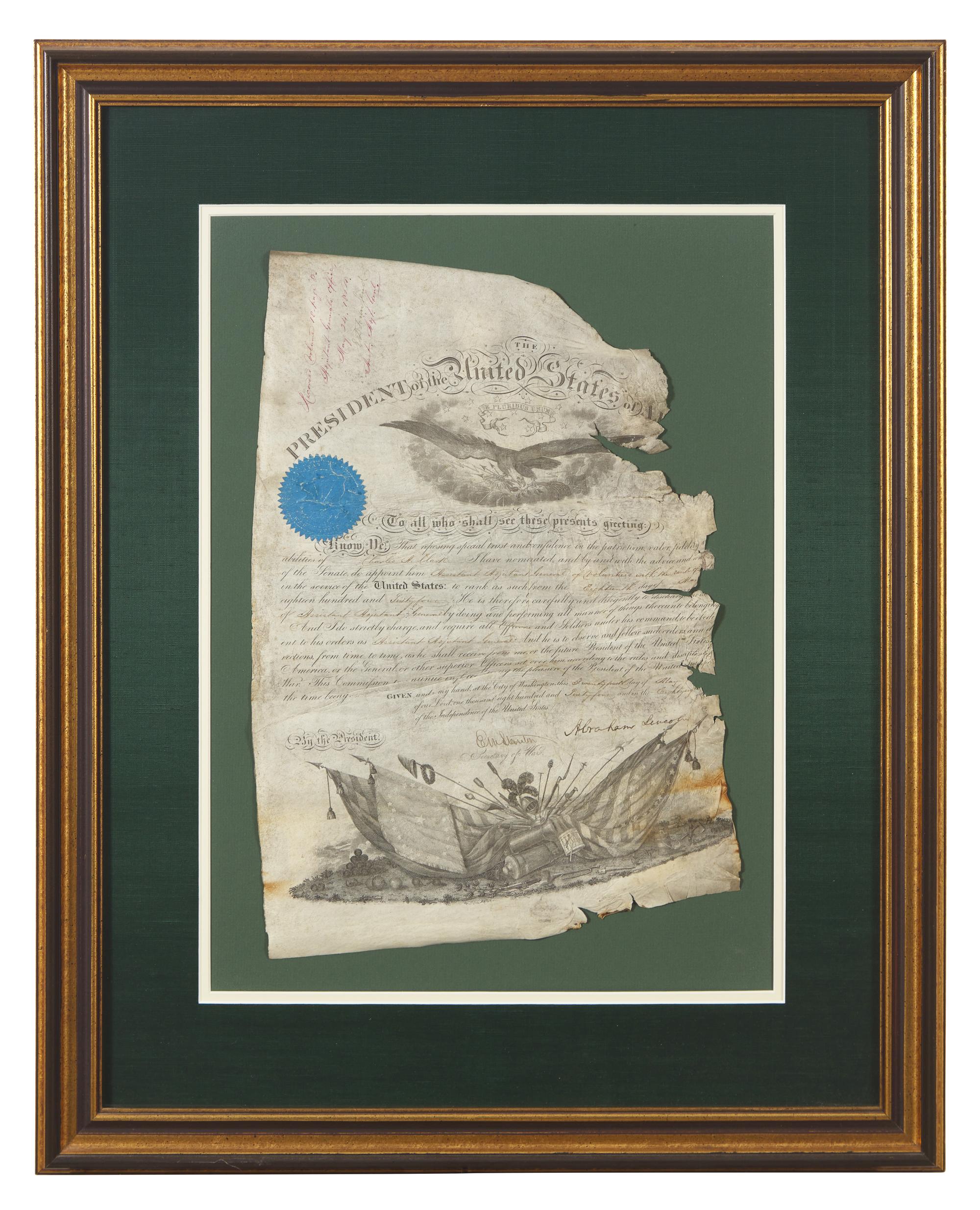 [Presidential] Lincoln, Abraham. Signed Military Commission