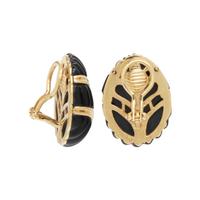 BLACK CORAL AND YELLOW GOLD EARRINGS