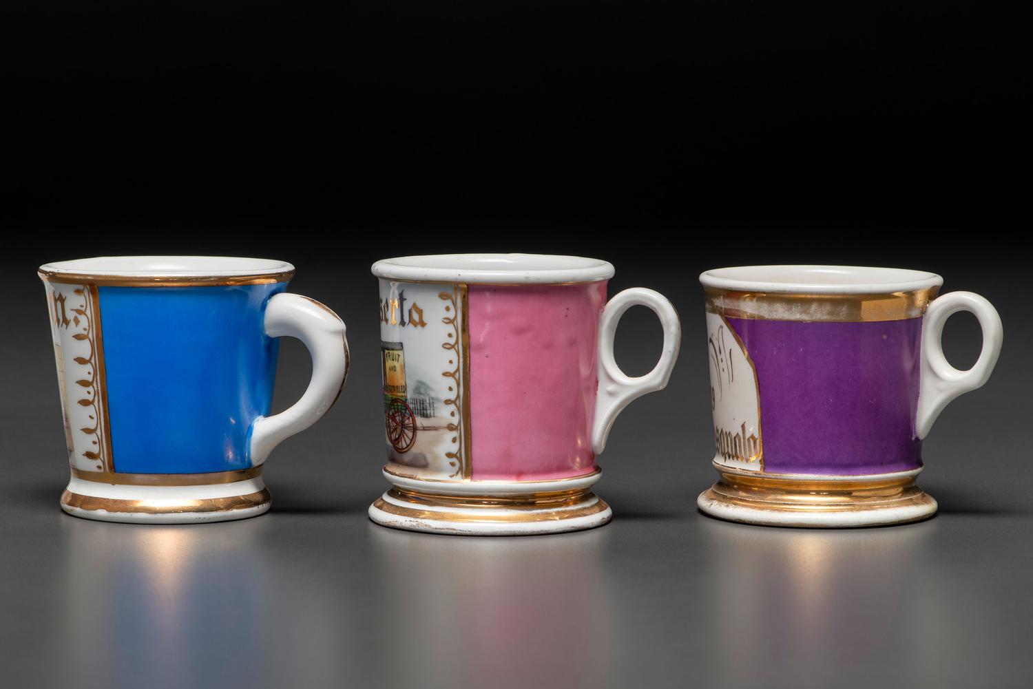 Three Grocer's Porcelain Occupation Shaving Mugs