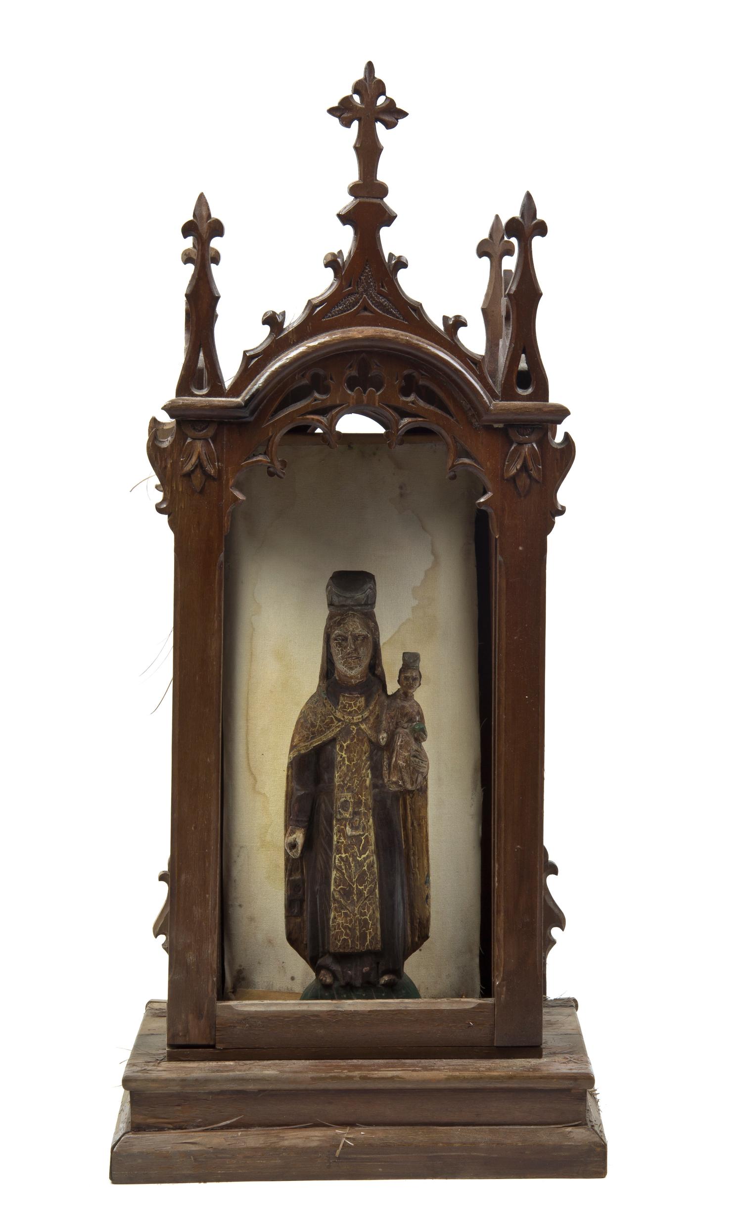 A Puerto Rican Painted Santos Figure, Quiterio Caban, Height overall 23 inches, height of figure 8 7/8 inches.