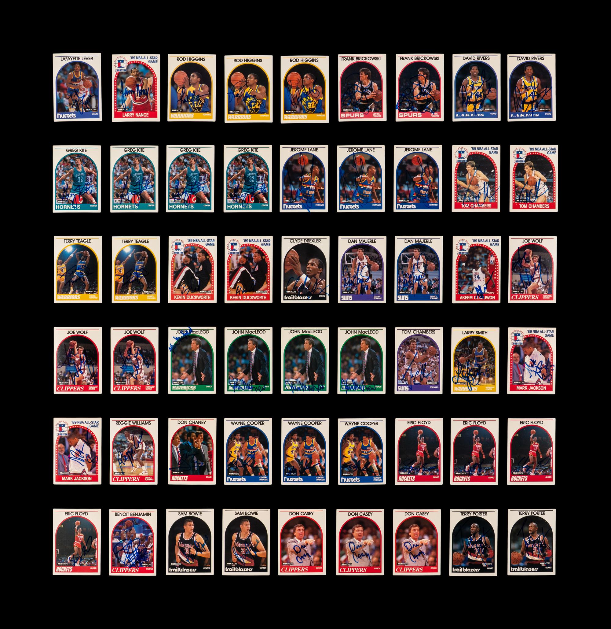 A Large Collection of 1989 Hoops Signed Autograph Basketball Cards (153)