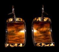 A Pair of Japanese Gold and Black Lacquered Stirrups