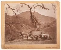 [CALIFORNIA]. Carpenter, Aurielus O. [ Unidentified Stagecoach with Small Town In Background in Northern California Foothills ], ca. 1875.
