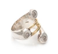 A Sterling Silver, Yellow Gold and Diamond Ring, 9.90 dwts.