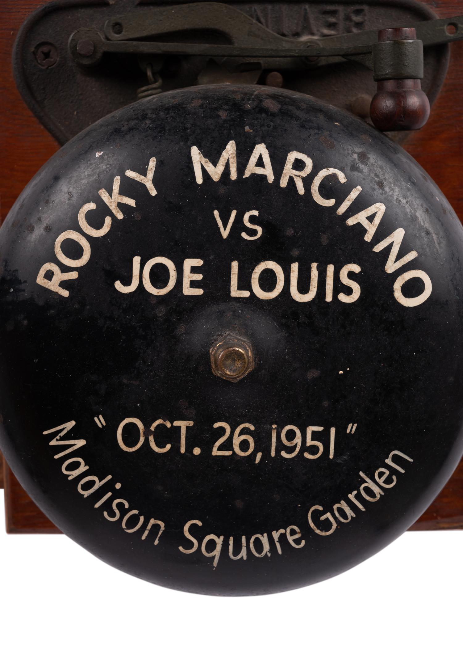 A Vintage Everlast Boxing Bell Inscribed With Titling From October 26, 1951 Rocky Marciano vs Joe Louis Heavyweight Fight at Madison Square Garden