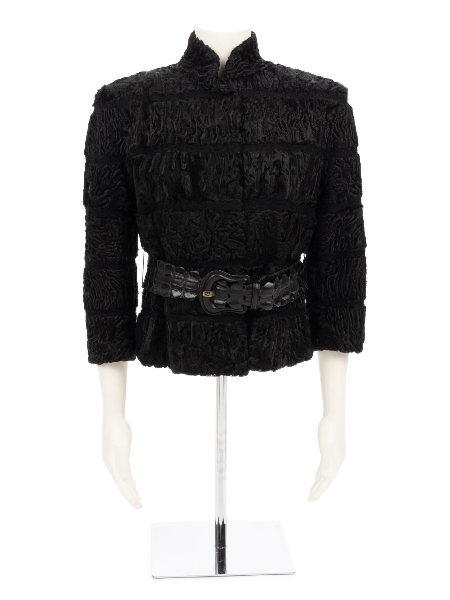 Fendi Mohair Jacket with Alligator Belt