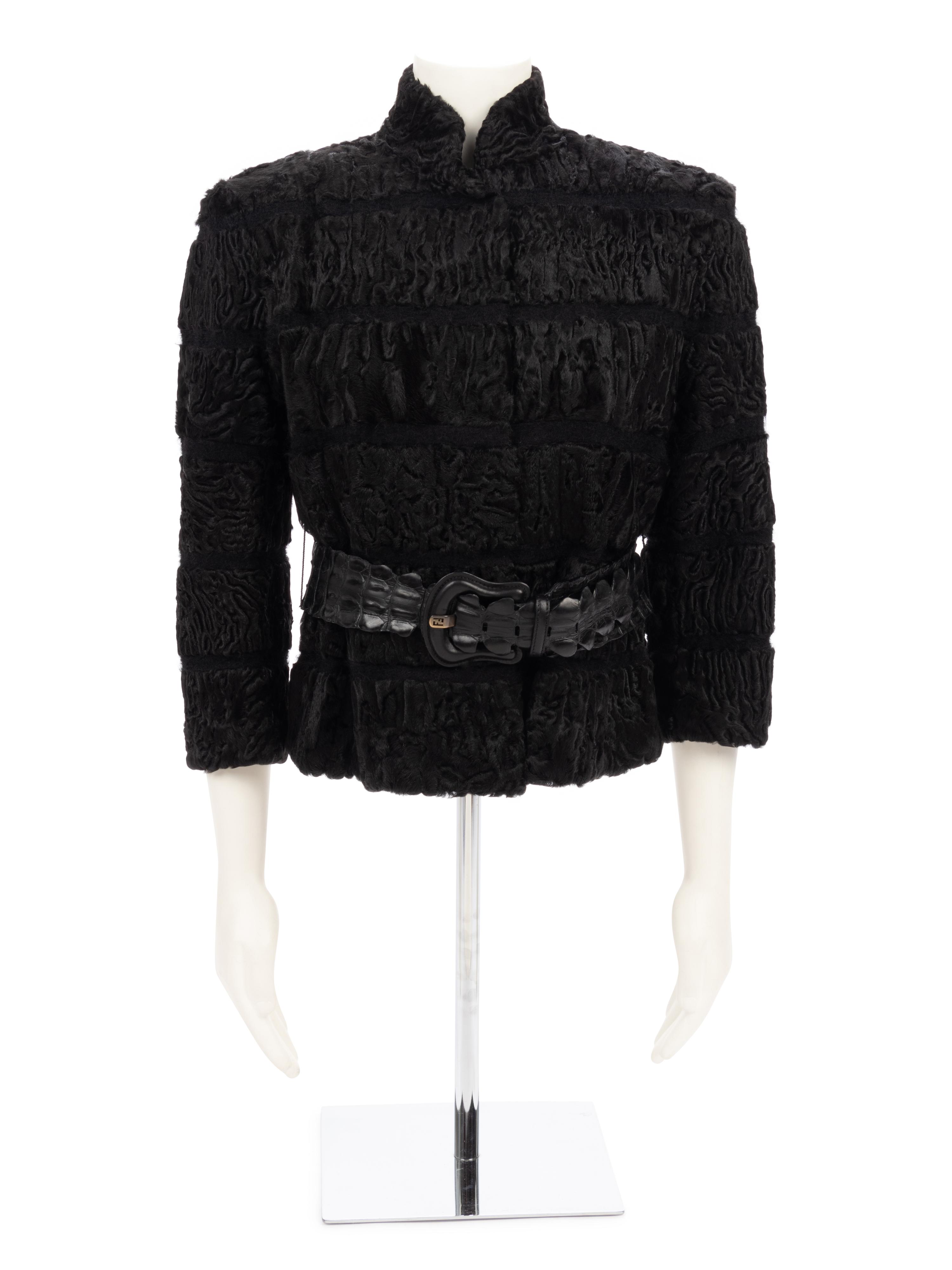 Fendi Mohair Jacket with Alligator Belt