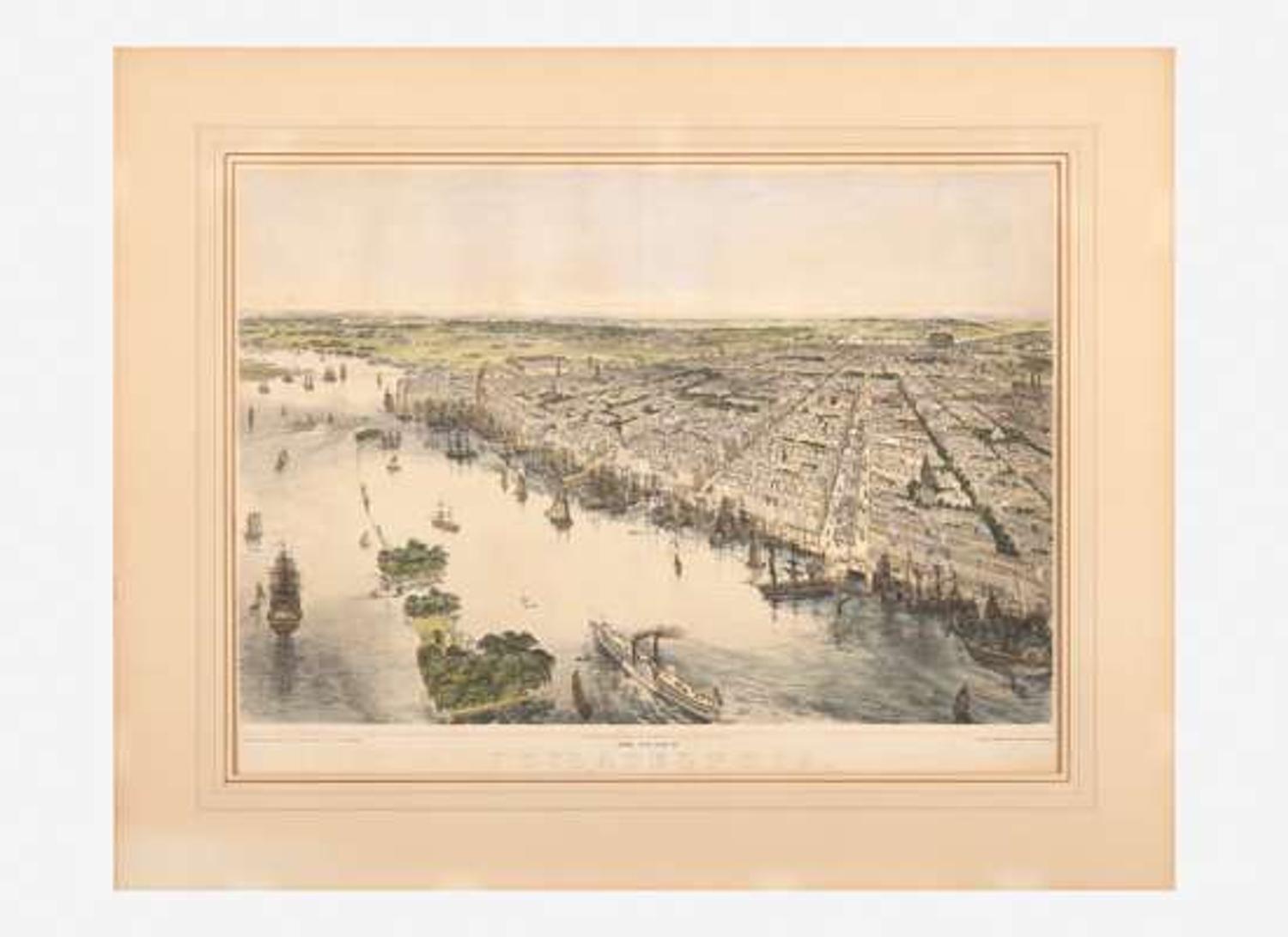 [Philadelphia & Pennsylvania ] Bachmann, J.: Birds Eye View of Philadelphia