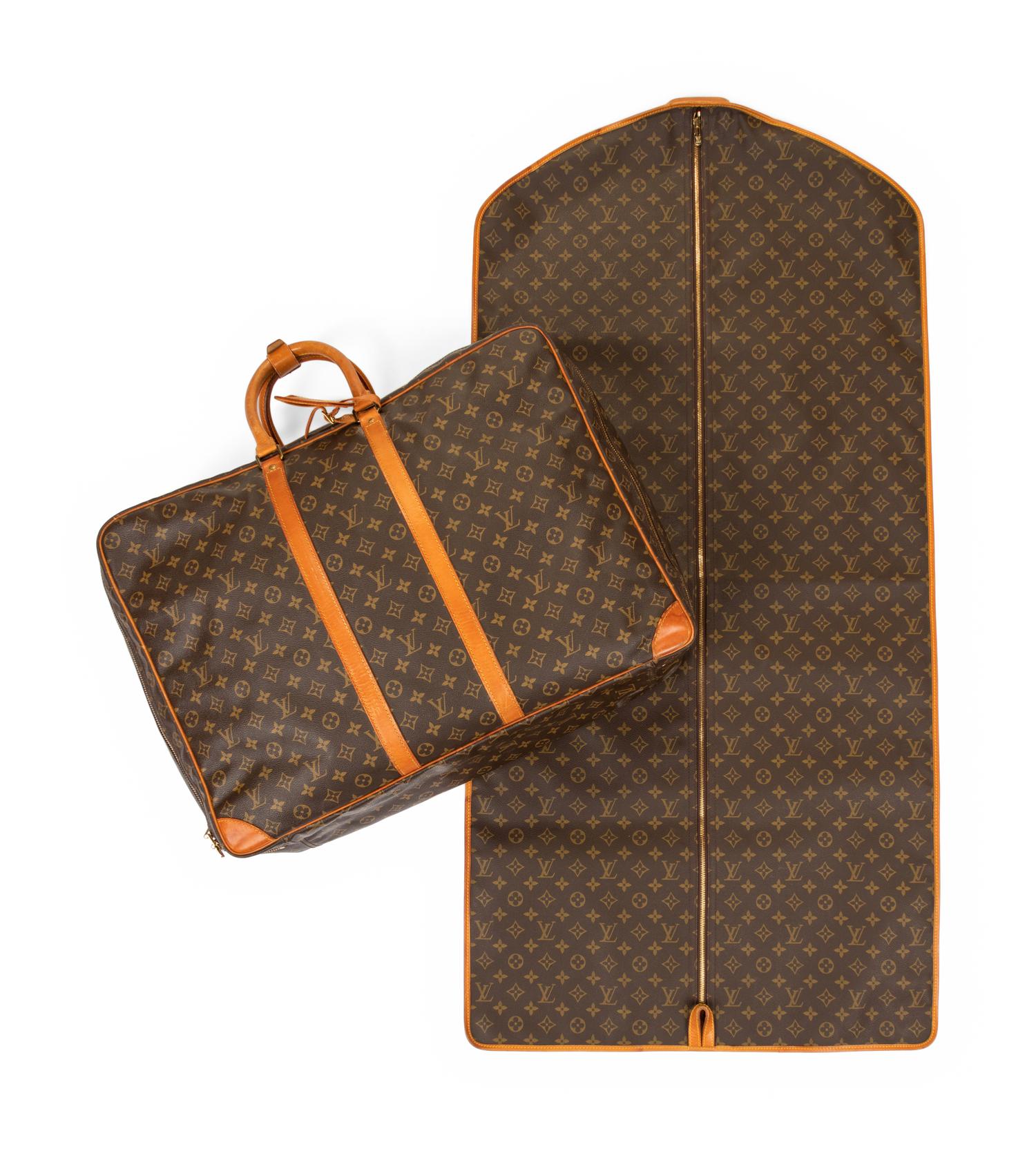 Two Louis Vuitton Luggage Items: One Garment Bag, One Soft Side Suitcase, 1987-89