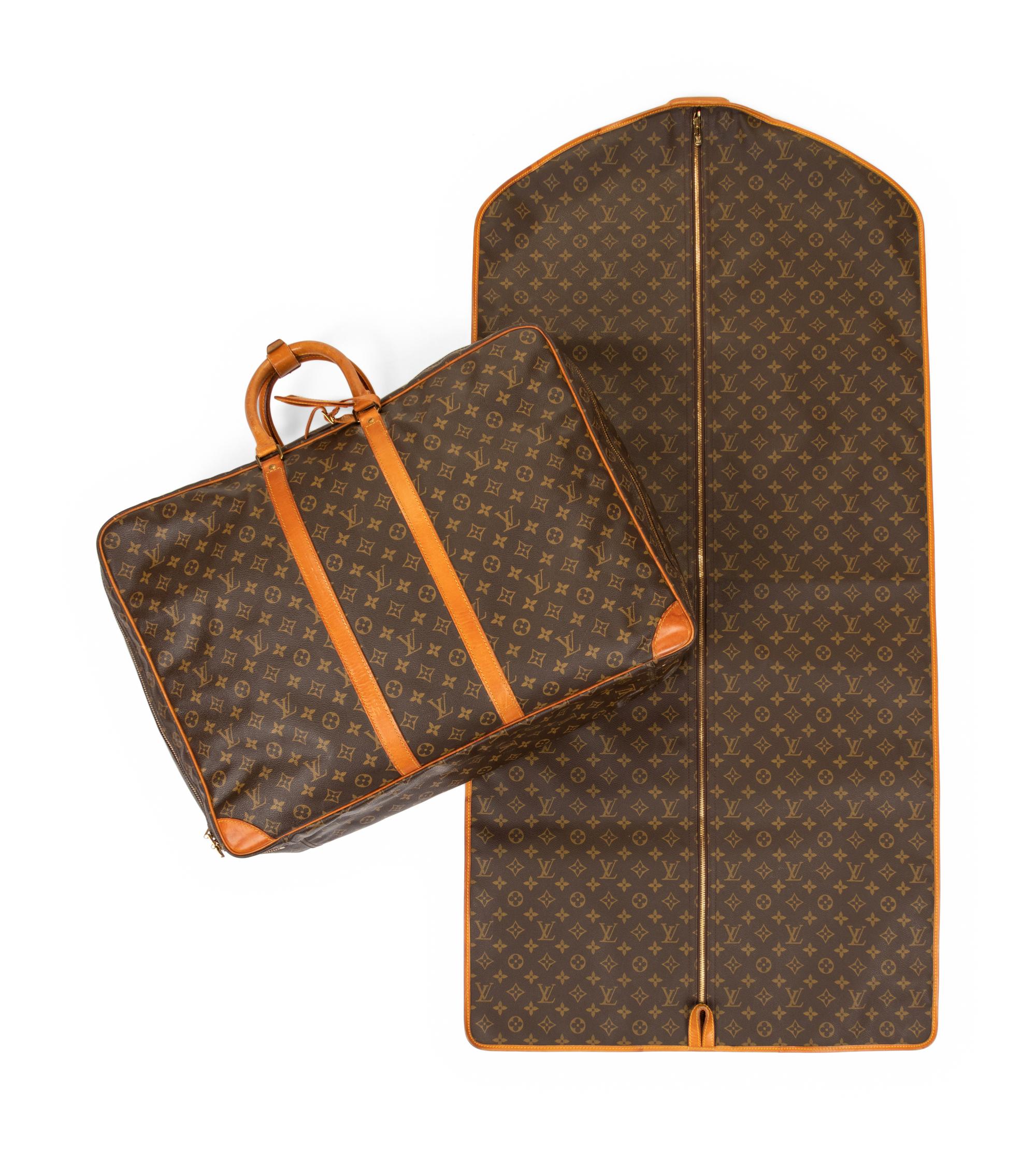 Two Louis Vuitton Luggage Items: One Garment Bag, One Soft Side Suitcase, 1987-89