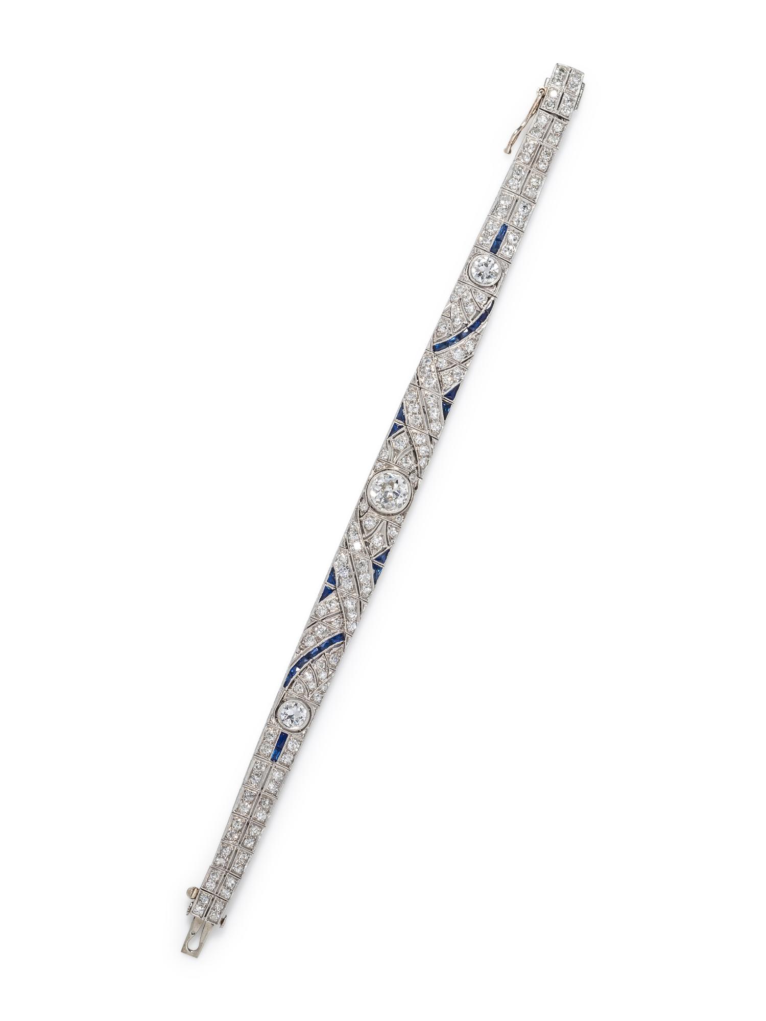 ART DECO, DIAMOND AND SAPPHIRE BRACELET