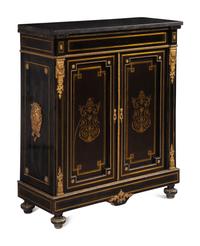A Napoleon III Gilt Bronze Mounted Ebonized Marble-Top Meuble d’Appui