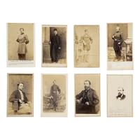 [Civil War]. A group of Civil War-era CDV albums and post-war reunion badges.