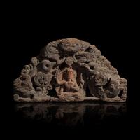 A Nepalese Carved Wood Torana Crest, 17th/18th Century or Earlier