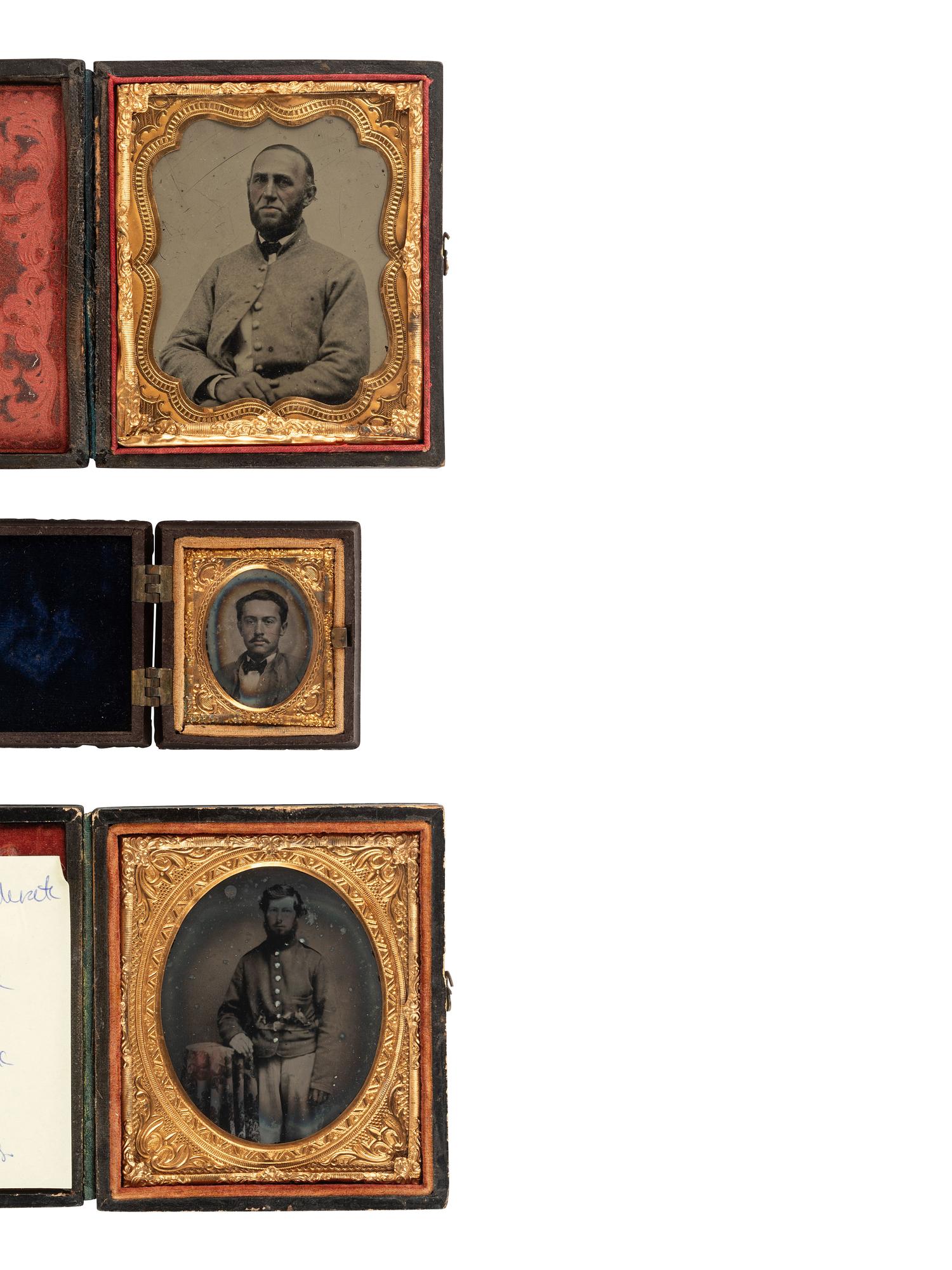 [CIVIL WAR]. 3 ambrotypes of soldiers, possibly Confederate.