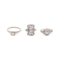 COLLECTION OF WHITE GOLD AND DIAMOND RINGS