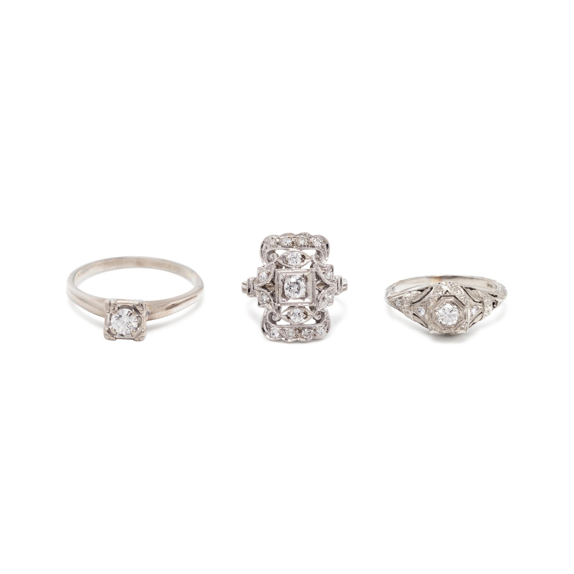 COLLECTION OF WHITE GOLD AND DIAMOND RINGS