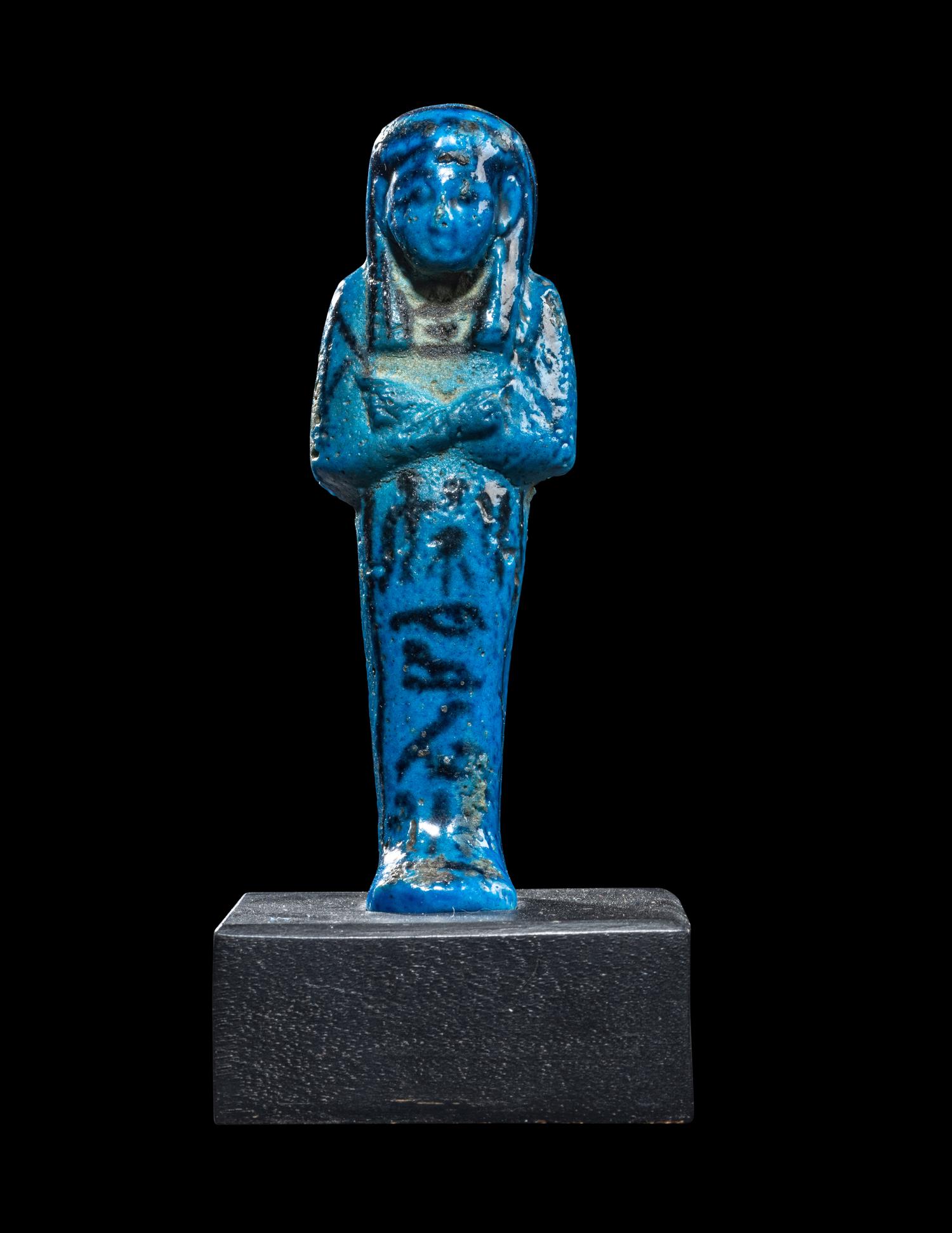 An Egyptian Blue Faience Ushabti for Tayuheret