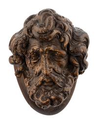 A Continental Carved Oak Head of a Saint