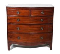 A George III Mahogany Chest of Drawers Height 39 x width 39 1/2 x depth 16 3/4 inches — CIRCA 1800